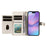 For iPhone 17 Wallet Case with Straps, Rhombus Leather Stand Phone Cover - White - 2