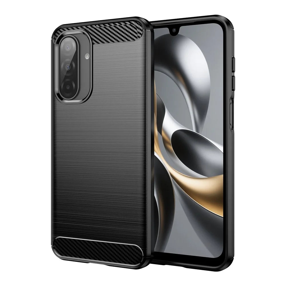 WANLONFENG LS Series For Samsung Galaxy A17 5G / A17 4G Case with Screen Film, Large Lens Hole Brushed Texture TPU Phone Cover - Black - 2