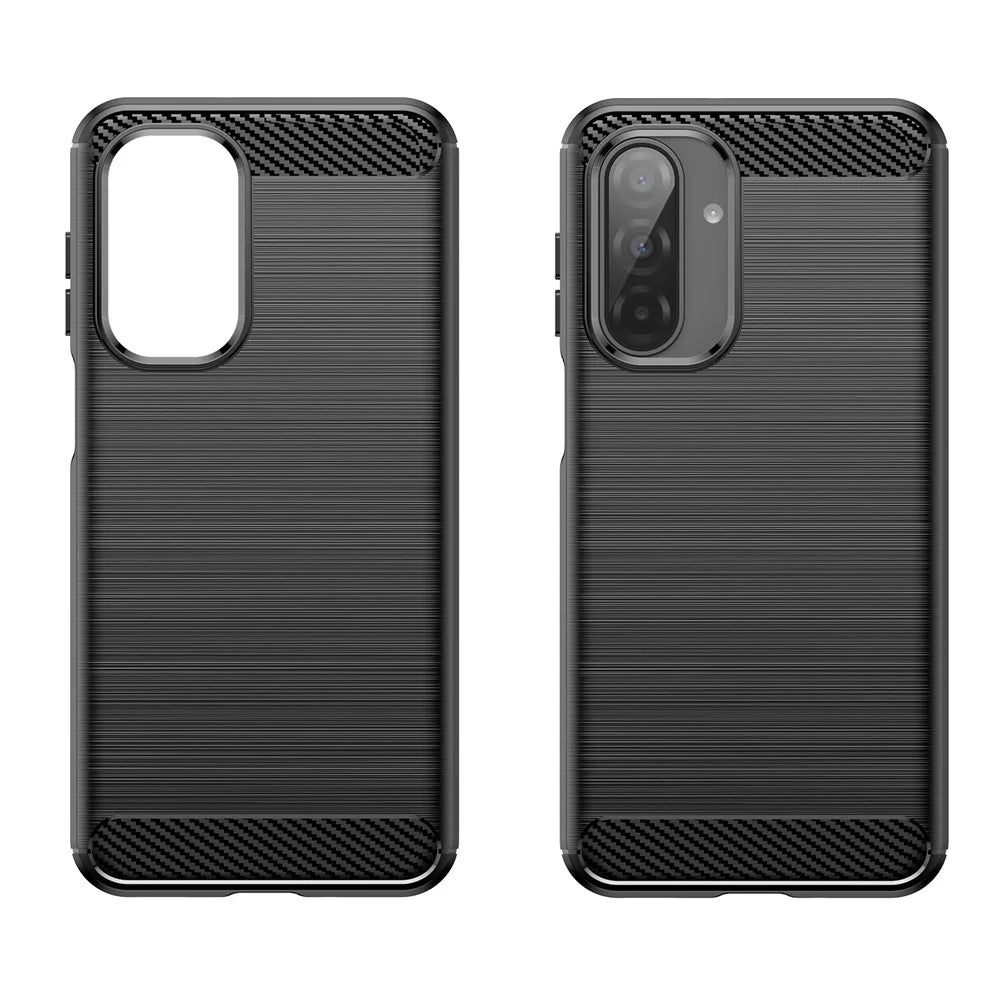WANLONFENG LS Series For Samsung Galaxy A17 5G / A17 4G Case with Screen Film, Large Lens Hole Brushed Texture TPU Phone Cover - Black - 3