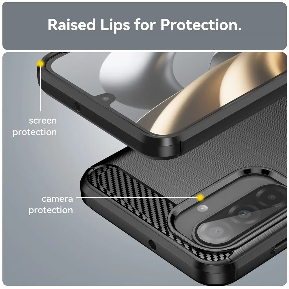 WANLONFENG LS Series For Samsung Galaxy A17 5G / A17 4G Case with Screen Film, Large Lens Hole Brushed Texture TPU Phone Cover - Black - 7