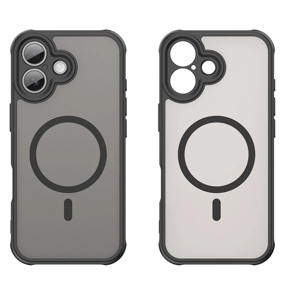 WANLONFENG FD Series For iPhone 17 Magnetic Case with Screen Film, Skin Touch TPU + PC Phone Back Cover - Black - 3