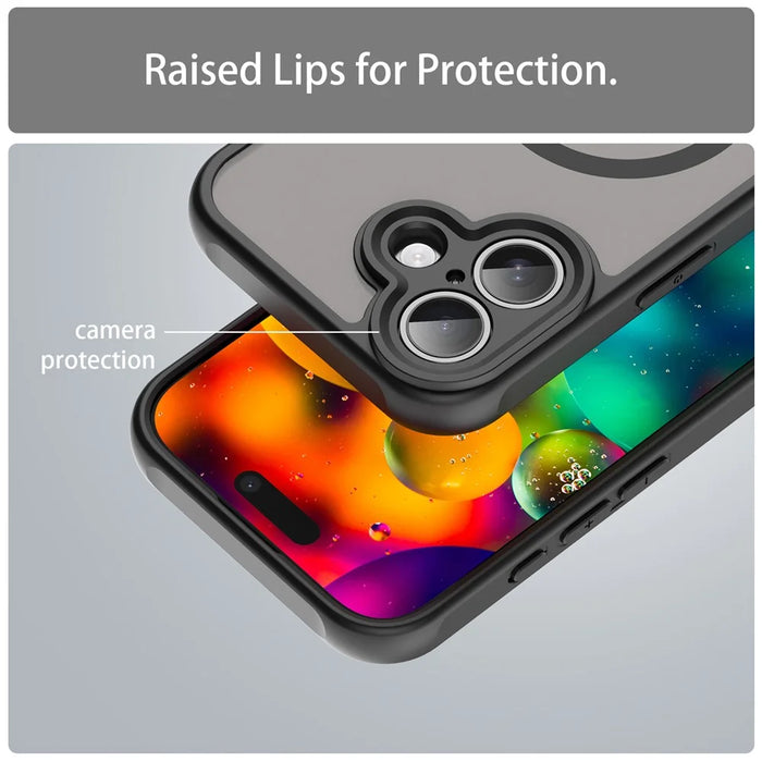 WANLONFENG FD Series For iPhone 17 Magnetic Case with Screen Film, Skin Touch TPU + PC Phone Back Cover - Black - 6