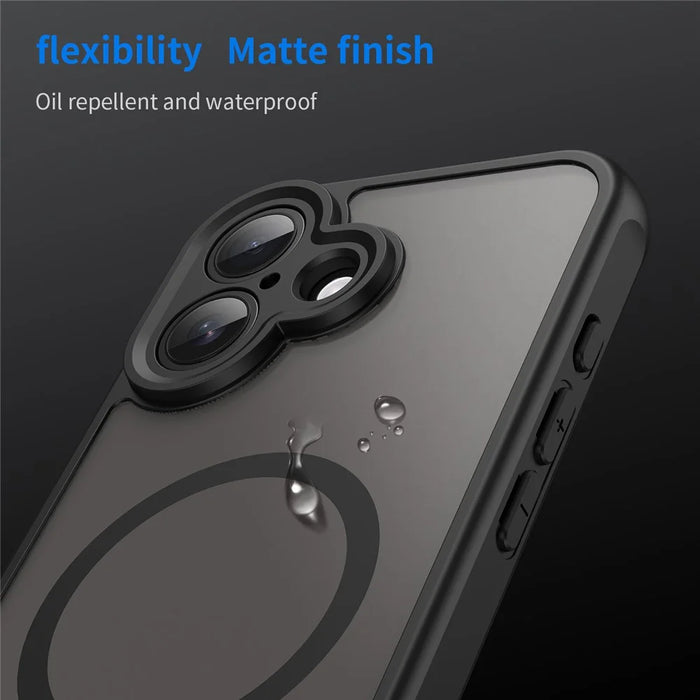 WANLONFENG FD Series For iPhone 17 Magnetic Case with Screen Film, Skin Touch TPU + PC Phone Back Cover - Black - 7