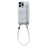 For iPhone 16 Pro Max Case Zipper Card Holder Mirror Snake Texture PU + PC Back Cover with Lanyard - White - 1