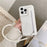 For iPhone 16 Pro Max Case Zipper Card Holder Mirror Snake Texture PU + PC Back Cover with Lanyard - White - 2