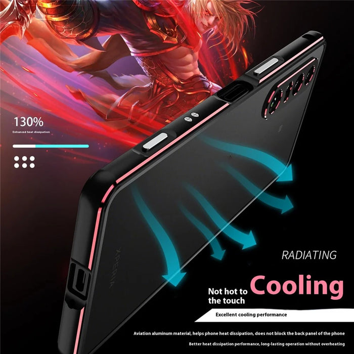For Sony Xperia 1 VII Bumper Case Metal Frame Phone Cover with Camera Lens Guard - Black / Red - 3