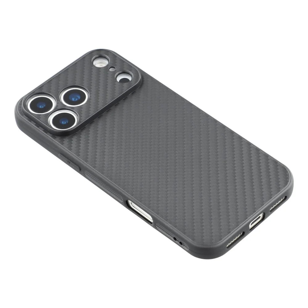 For iPhone 17 Pro Max Case Flexible TPU Carbon Fiber Texture Shockproof Phone Cover - 4