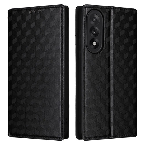 For OnePlus Nord 5 5G / Ace 5 Ultra 5G Case Wallet Rhombus Imprinted Leather Phone Cover - Black - 1