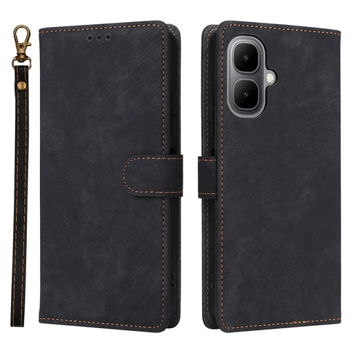 For Infinix Smart 10 / TECNO Pop 10 Case Wallet RFID Blocking PU Leather Phone Cover Stand with Strap - Black - 1