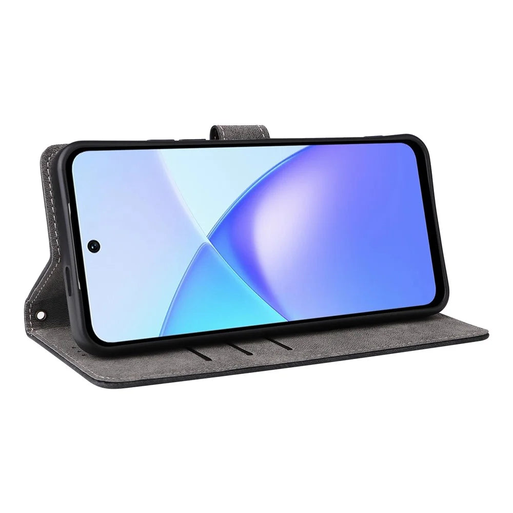 For Infinix Smart 10 / TECNO Pop 10 Case Wallet RFID Blocking PU Leather Phone Cover Stand with Strap - Black - 3