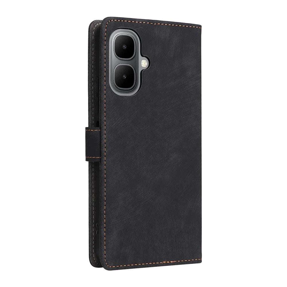 For Infinix Smart 10 / TECNO Pop 10 Case Wallet RFID Blocking PU Leather Phone Cover Stand with Strap - Black - 7