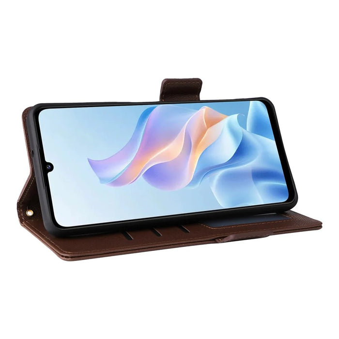 For ZTE Blade A76 5G Case with Wrist Strap Litchi Texture PU Leather Wallet Phone Cover - Brown - 3