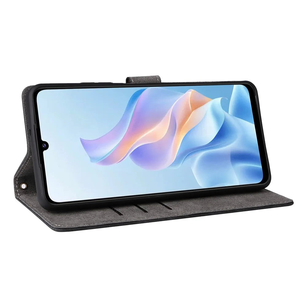 For ZTE Blade A76 5G Case Wallet RFID Blocking PU Leather Phone Cover Stand with Strap - Black - 3