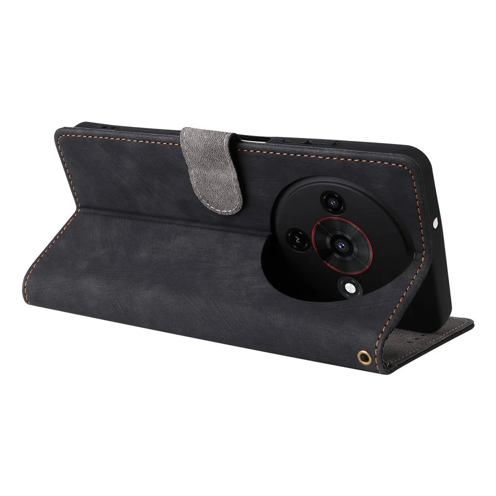 For ZTE Blade A76 5G Case Wallet RFID Blocking PU Leather Phone Cover Stand with Strap - Black - 4
