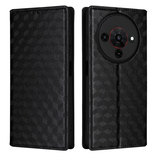 For ZTE Blade A76 5G Case Wallet Rhombus Imprinted Leather Phone Cover - Black - 1