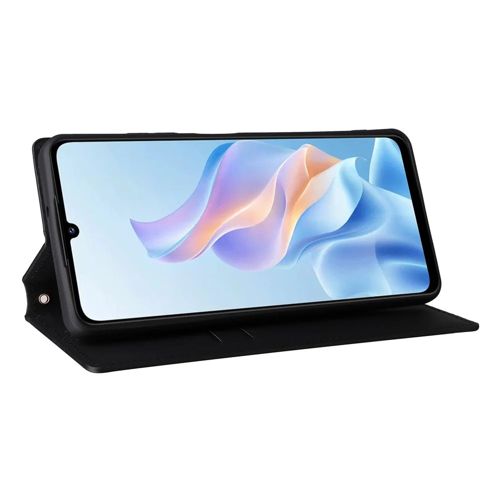 For ZTE Blade A76 5G Case Wallet Rhombus Imprinted Leather Phone Cover - Black - 3