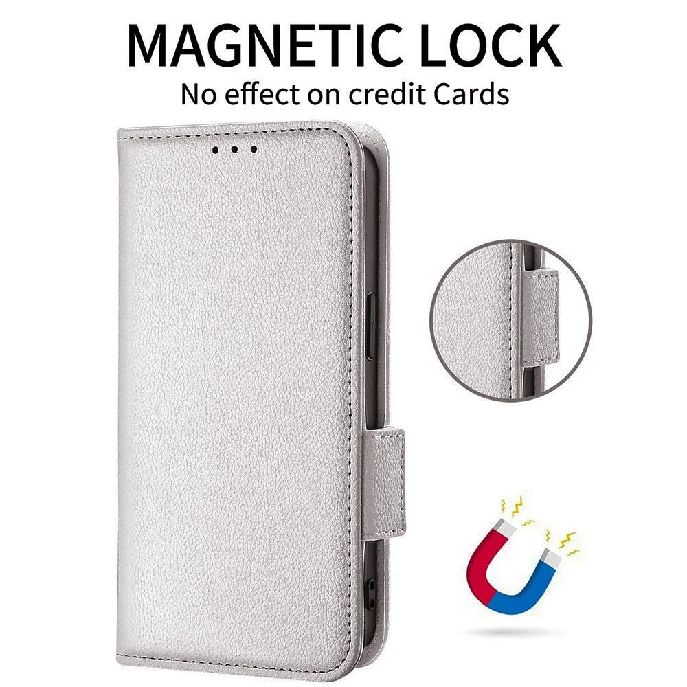 For TCL 60 SE NxtPaper 5G Case with Wrist Strap Litchi Texture PU Leather Wallet Phone Cover - White - 6