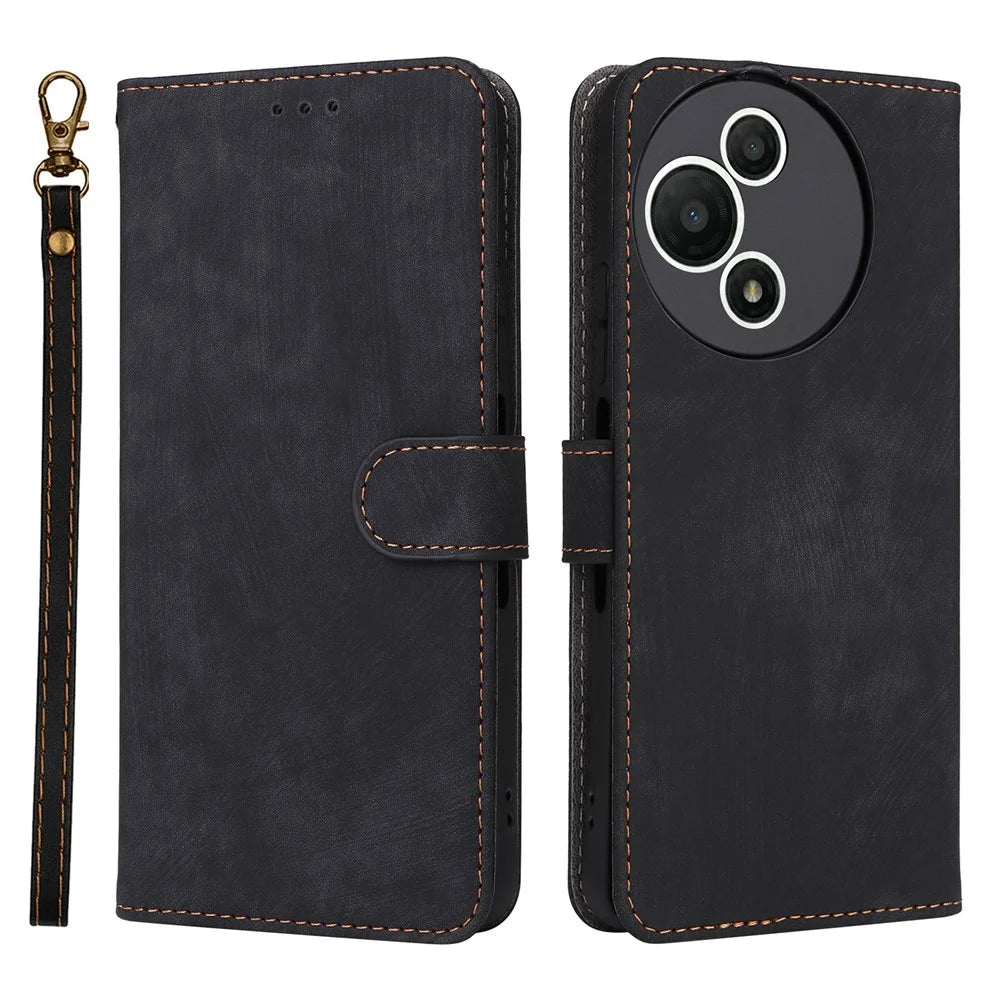 For TCL 60 SE NxtPaper 5G Case Wallet RFID Blocking PU Leather Phone Cover Stand with Strap - Black - 1