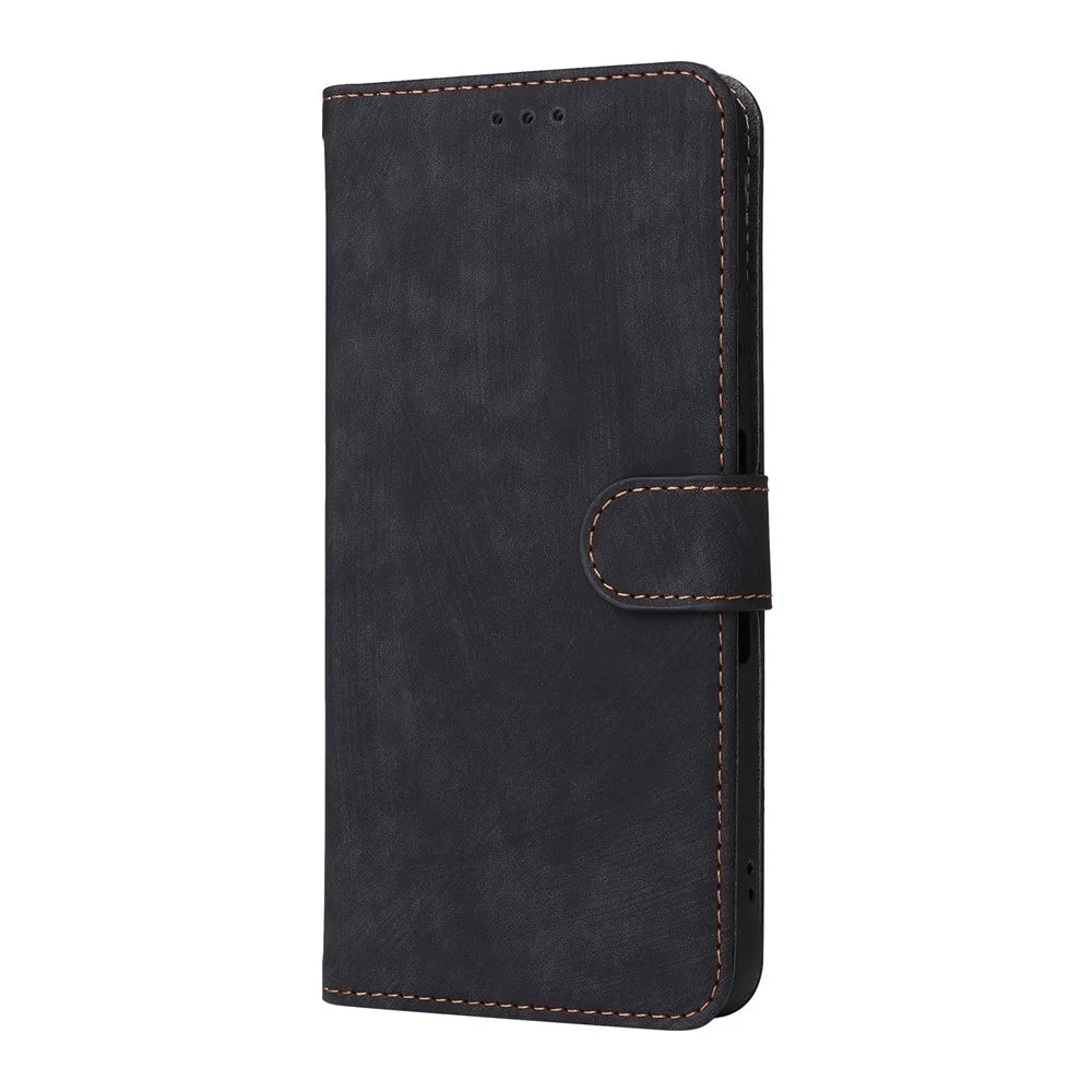For TCL 60 SE NxtPaper 5G Case Wallet RFID Blocking PU Leather Phone Cover Stand with Strap - Black - 6