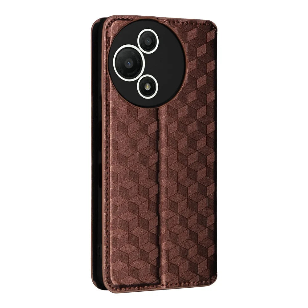 For TCL 60 SE NxtPaper 5G Case Wallet Rhombus Imprinted Leather Phone Cover - Brown - 6