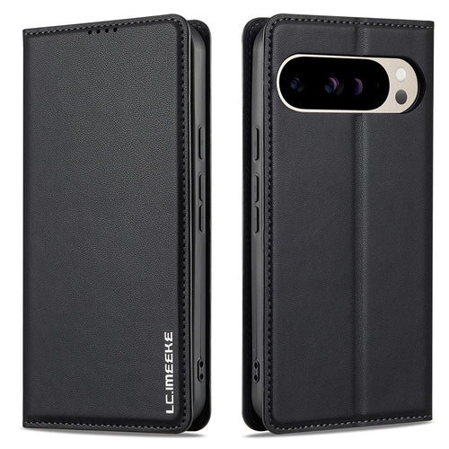 LC.IMEEKE L1 Series for Google Pixel 10 Pro / 10 / 9 Pro / 9 Case PU Leather Wallet Stand Protective Phone Cover - Black - 1