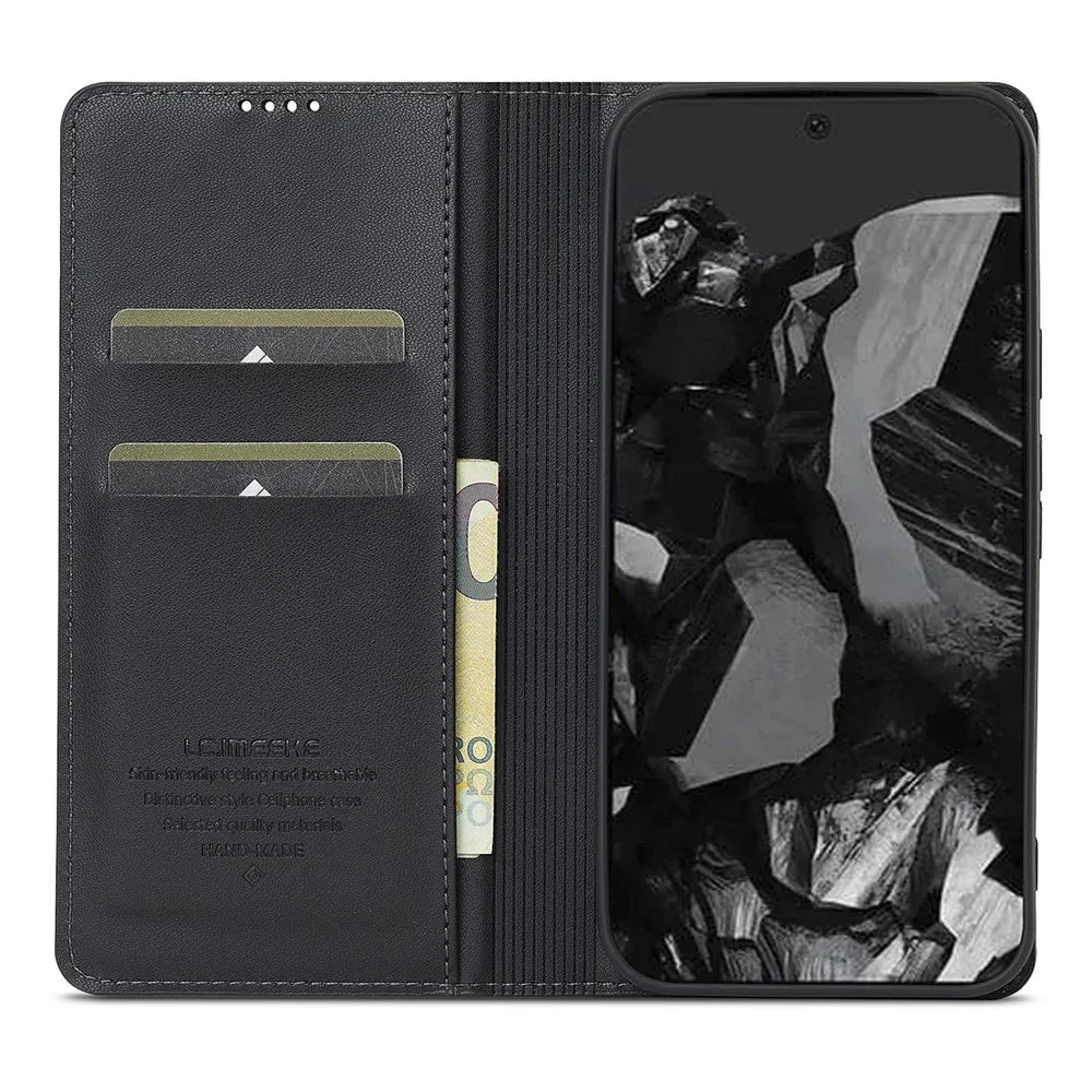 LC.IMEEKE L1 Series for Google Pixel 10 Pro / 10 / 9 Pro / 9 Case PU Leather Wallet Stand Protective Phone Cover - Black - 2