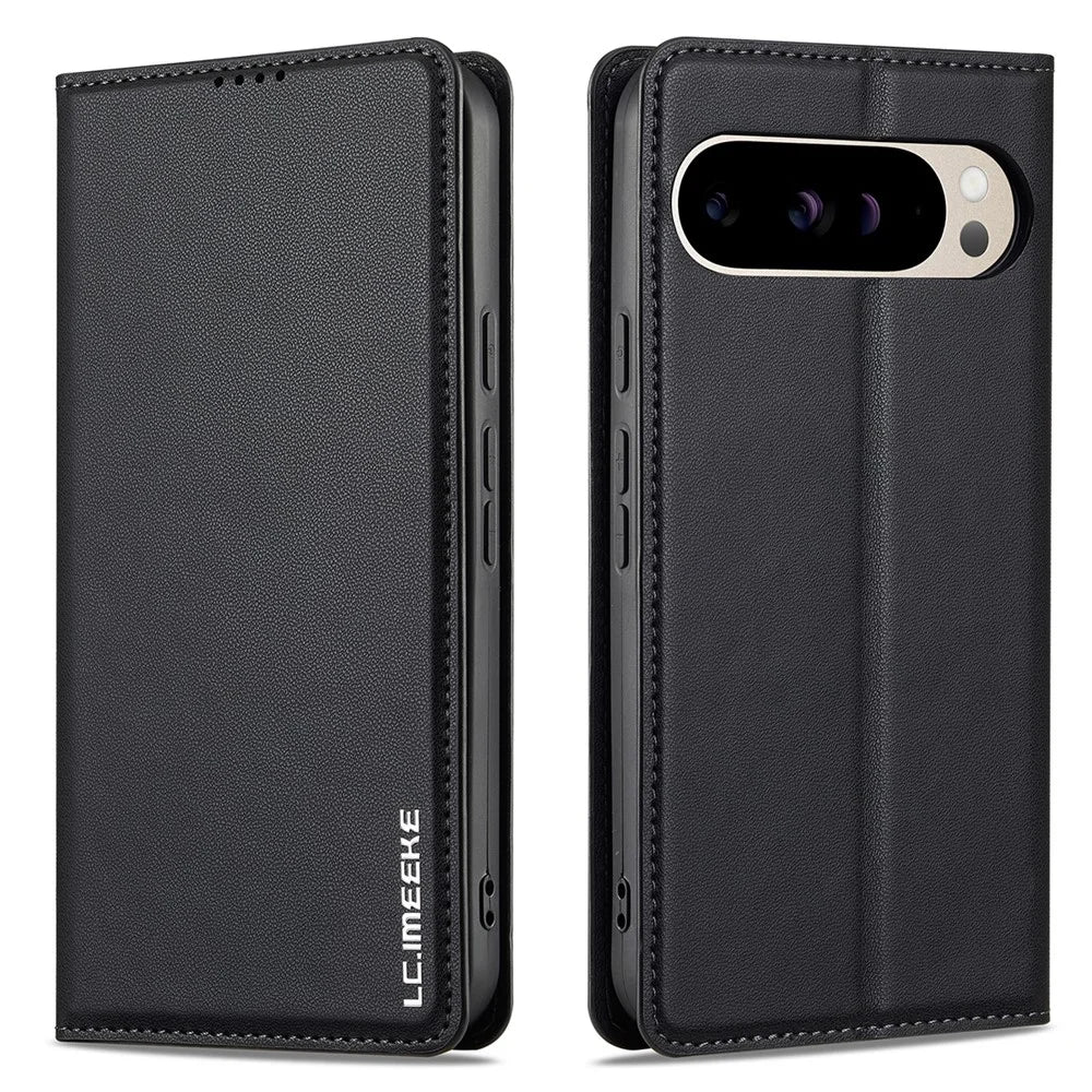 LC.IMEEKE L1 Series for Google Pixel 10 Pro XL Case PU Leather Wallet Stand Protective Phone Cover - Black - 1
