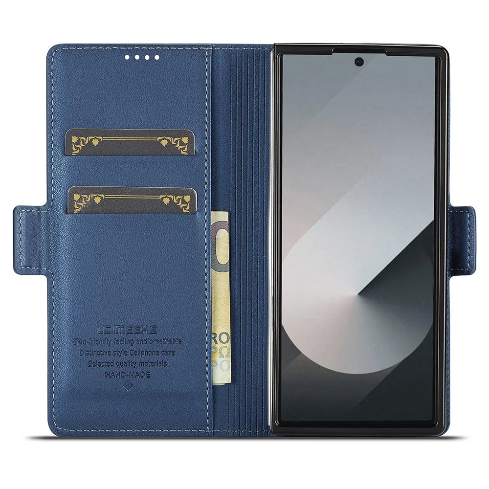 LC.IMEEKE L1 Series for Samsung Galaxy Z Fold7 5G Case PU Leather Wallet Stand Protective Phone Cover - Blue - 2