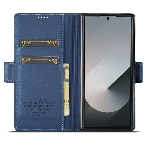 LC.IMEEKE L1 Series for Samsung Galaxy Z Fold7 5G Case PU Leather Wallet Stand Protective Phone Cover - Blue - 2