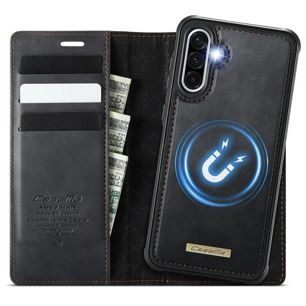 CASEME C49 For Samsung Galaxy A56 5G Magnetic Case RFID Blocking Detachable Wallet Leather Phone Cover - Black - 2