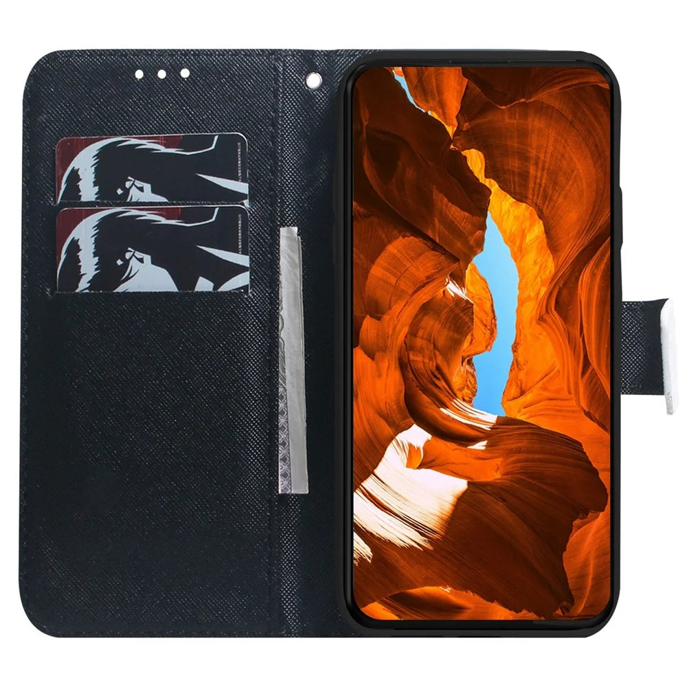 For Samsung Galaxy A08 5G / A08 4G / A07 5G / A07 4G / A06 5G / A06 4G Wallet Case Pattern Print Leather Phone Cover - Dog and Wolf - 2