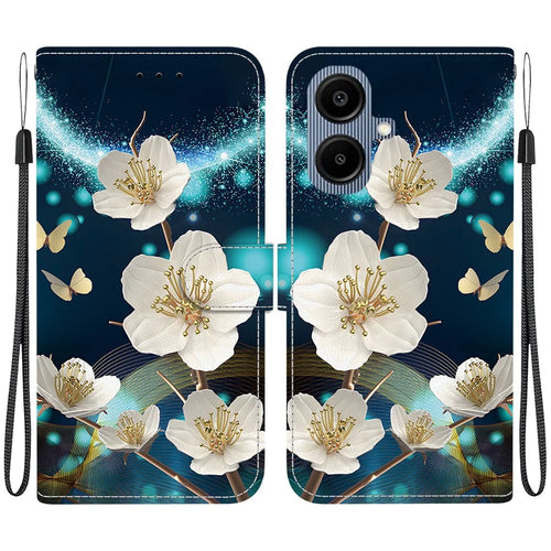 For Samsung Galaxy A08 5G / A08 4G / A07 5G / A07 4G / A06 5G / A06 4G Case Pattern Printing Leather Flip Wallet Phone Cover with Lanyard - Magnolia - 1
