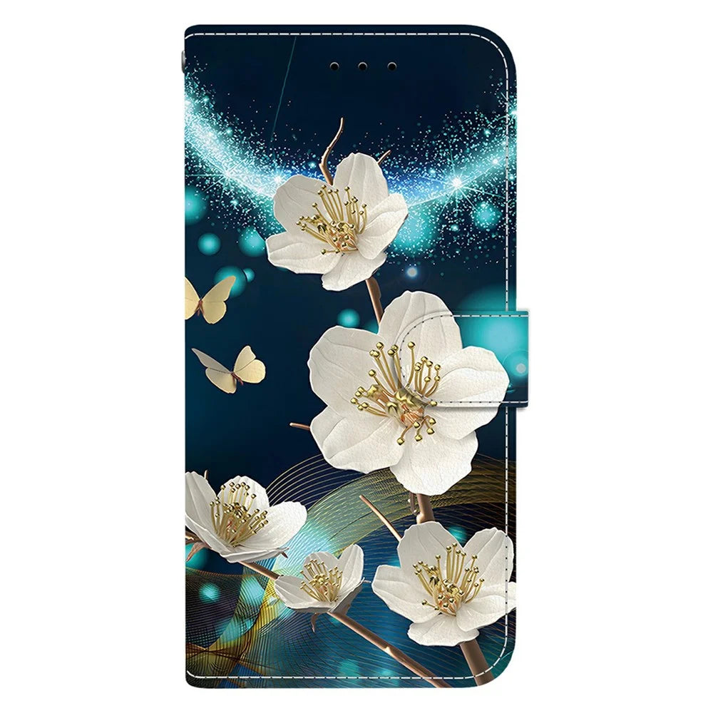 For Samsung Galaxy A08 5G / A08 4G / A07 5G / A07 4G / A06 5G / A06 4G Case Pattern Printing Leather Flip Wallet Phone Cover with Lanyard - Magnolia - 7