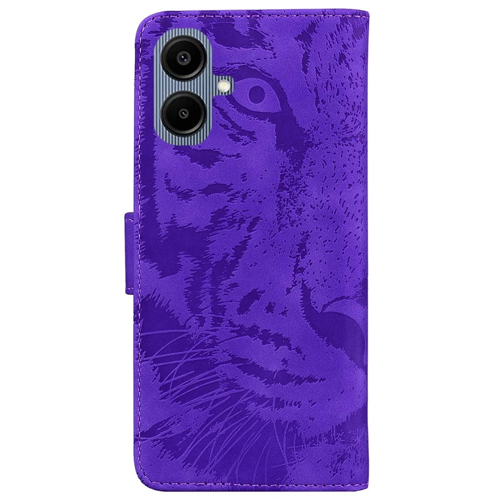 For Samsung Galaxy A08 5G / A08 4G / A07 5G / A07 4G / A06 5G / A06 4G Case Tiger Imprint Leather Wallet Phone Cover - Purple - 7