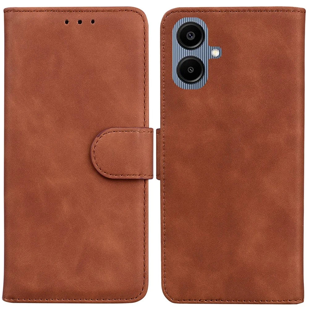 For Samsung Galaxy A08 5G / A08 4G / A07 5G / A07 4G / A06 5G / A06 4G Case Solid Color Leather Wallet Phone Cover - Brown - 1
