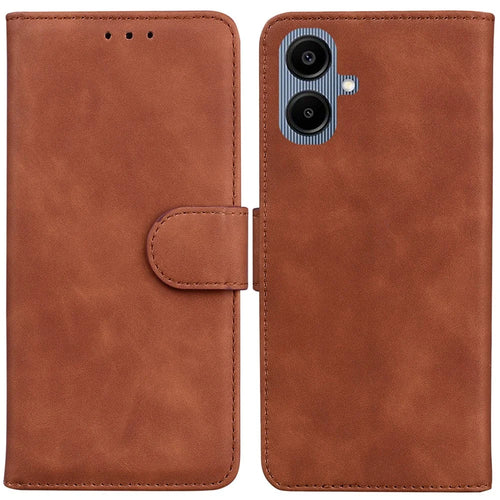 For Samsung Galaxy A08 5G / A08 4G / A07 5G / A07 4G / A06 5G / A06 4G Case Solid Color Leather Wallet Phone Cover - Brown - 1