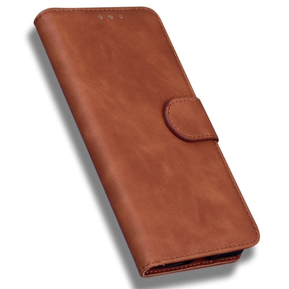 For Samsung Galaxy A08 5G / A08 4G / A07 5G / A07 4G / A06 5G / A06 4G Case Solid Color Leather Wallet Phone Cover - Brown - 5
