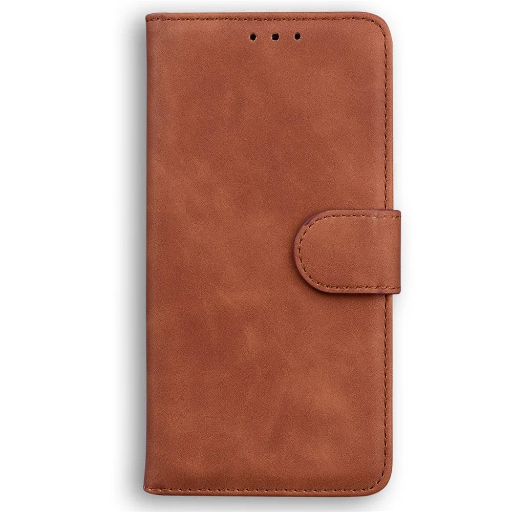 For Samsung Galaxy A08 5G / A08 4G / A07 5G / A07 4G / A06 5G / A06 4G Case Solid Color Leather Wallet Phone Cover - Brown - 6