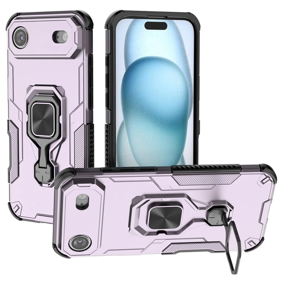 For iPhone Air Case Rotatable Ring Kickstand PC + TPU Shockproof Phone Cover - Purple - 1