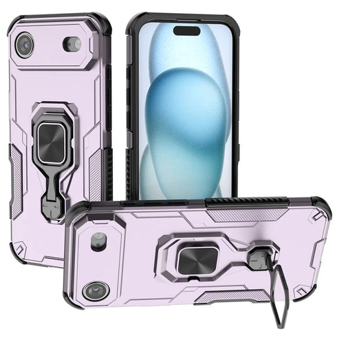 For iPhone Air Case Rotatable Ring Kickstand PC + TPU Shockproof Phone Cover - Purple - 1