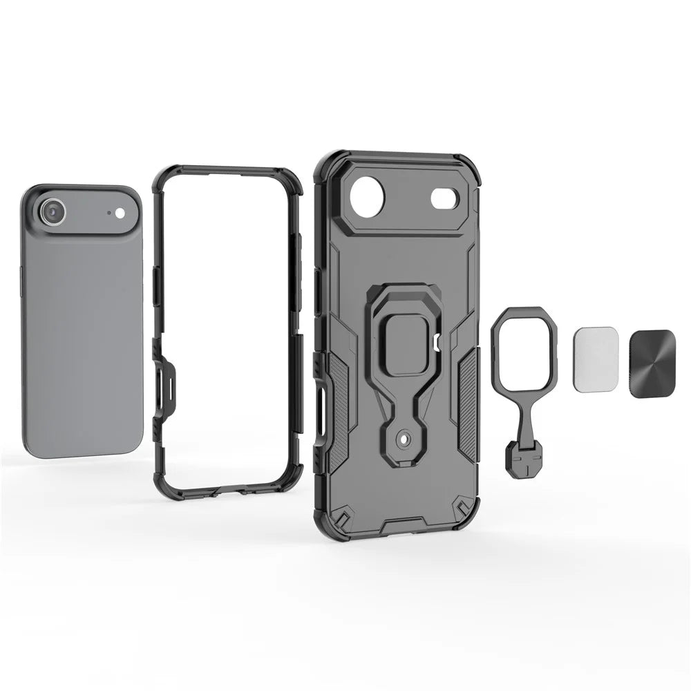 For iPhone Air Case Rotatable Ring Kickstand PC + TPU Shockproof Phone Cover - Purple - 3