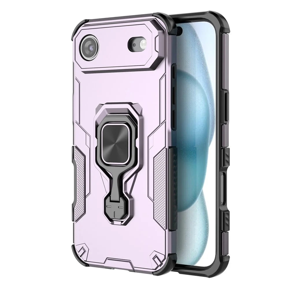 For iPhone Air Case Rotatable Ring Kickstand PC + TPU Shockproof Phone Cover - Purple - 4