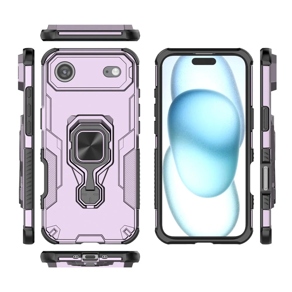 For iPhone Air Case Rotatable Ring Kickstand PC + TPU Shockproof Phone Cover - Purple - 5