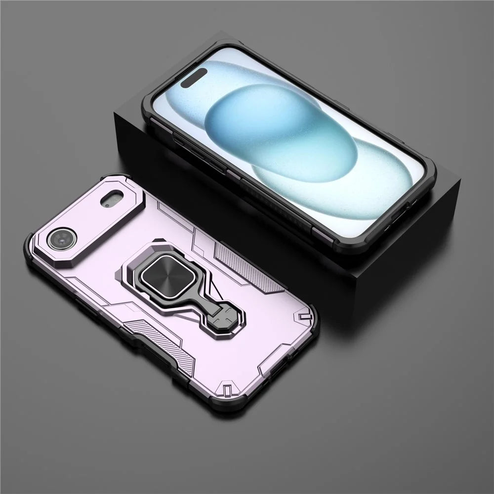 For iPhone Air Case Rotatable Ring Kickstand PC + TPU Shockproof Phone Cover - Purple - 6