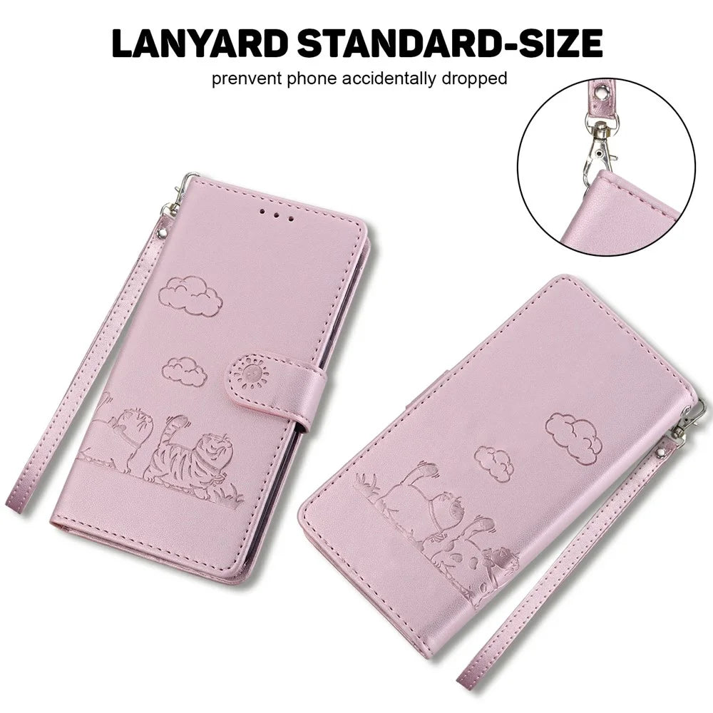 For Sony Xperia 1 VII Case RFID Blocking Kitten Pattern TPU + PU Leather Phone Cover with Wrist Strap - Pink - 7
