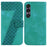 For Sony Xperia 1 VII Stand Case 7-Shaped Pattern Imprint Leather Phone Cover with Strap - Green - 1
