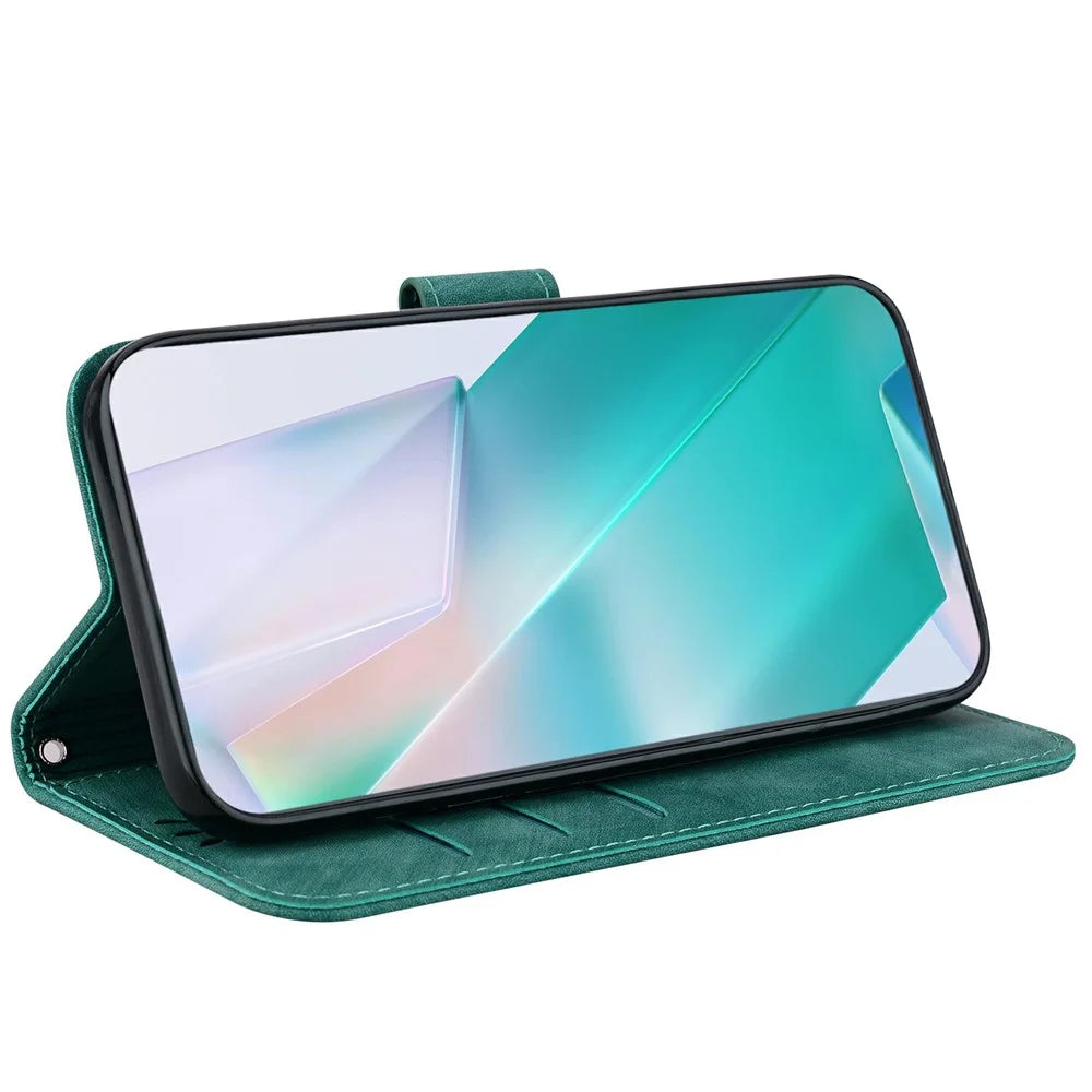 For Sony Xperia 1 VII Wallet Case Tiger Imprint Leather Shockproof Phone Cover with Wrist Strap - Green - 3