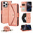 For iPhone 16 Pro Max Leather Case Magnetic Closure Wallet Stand Phone Cover with Crossbody Strap - Pink - 1