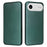 For iPhone Air Case Carbon Fiber Texture Drop-Proof PU Leather Phone Cover - Green - 1