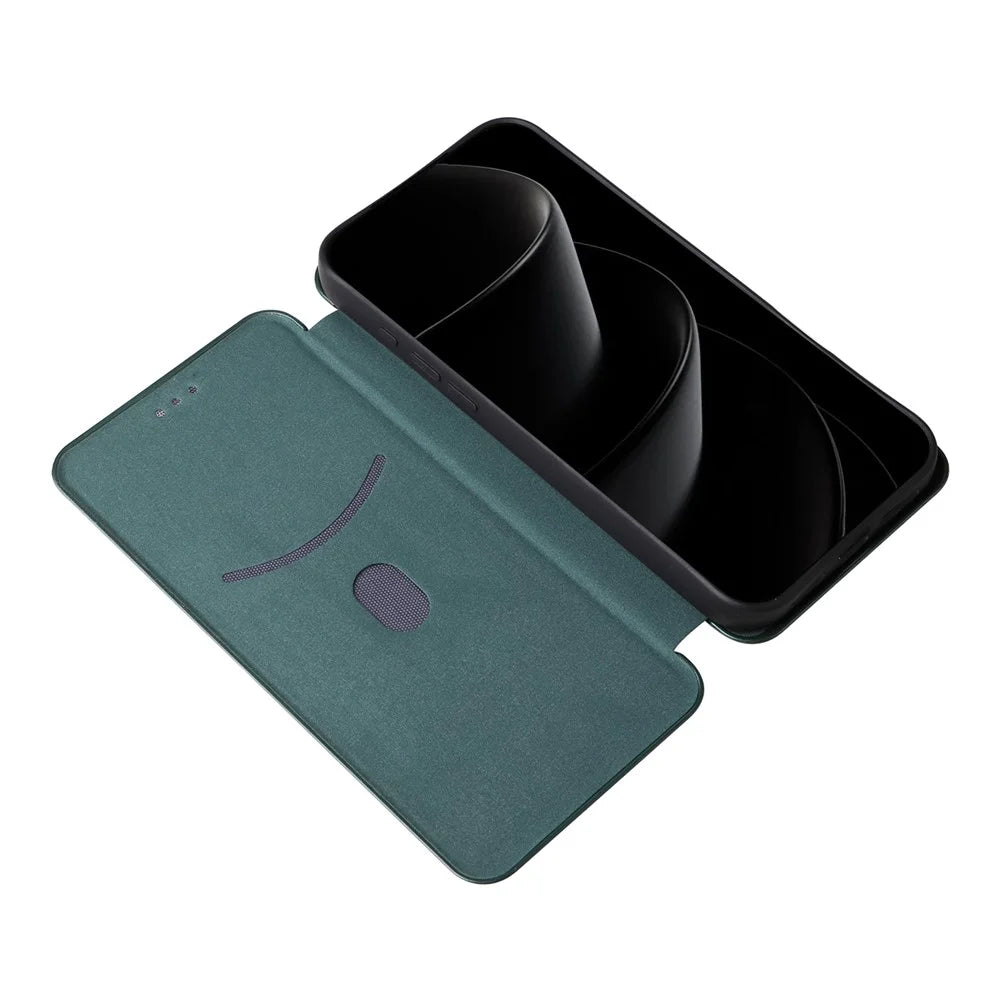 For iPhone 18 Pro / 17 Pro Case Carbon Fiber Texture Drop-Proof PU Leather Phone Cover - Green - 2